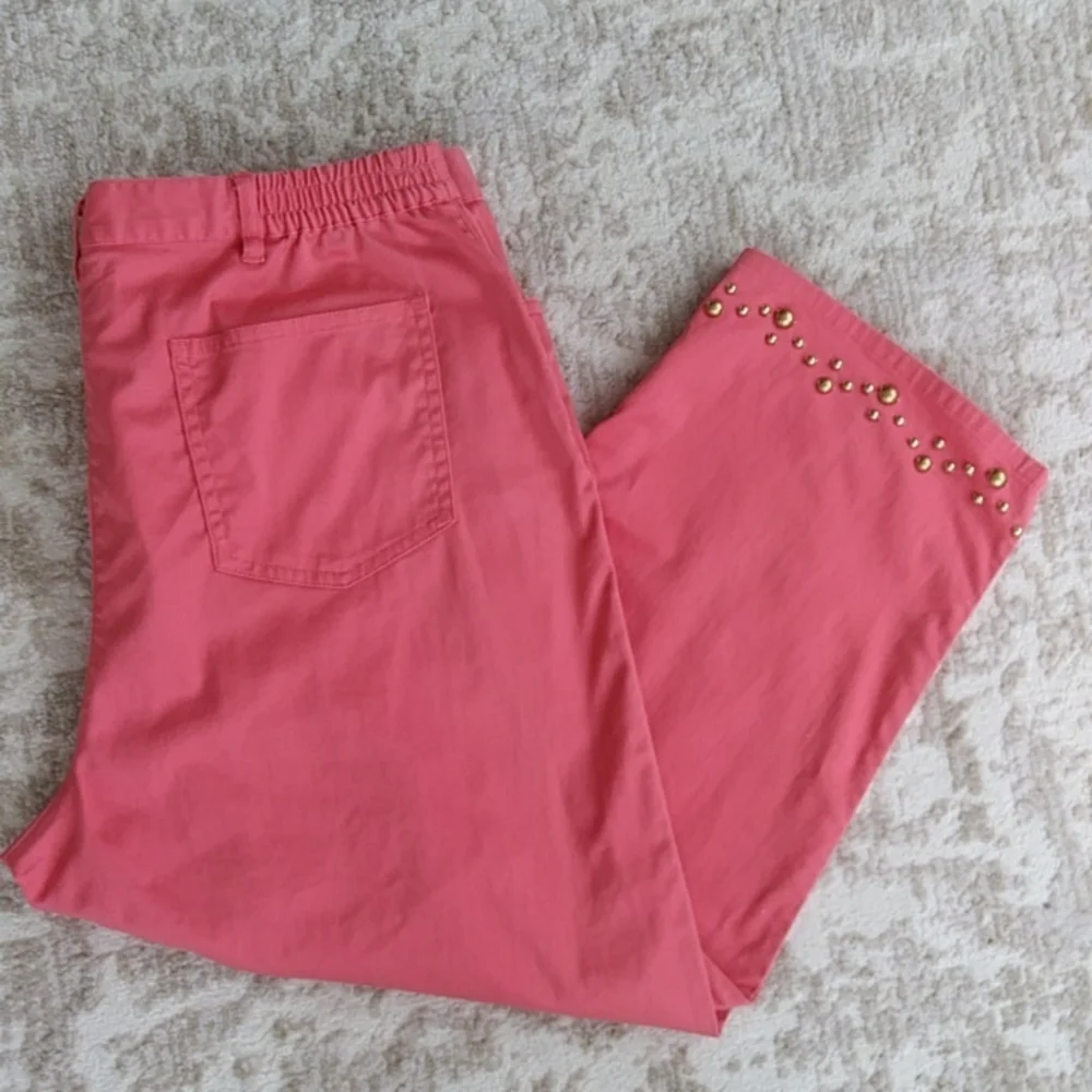 Brielle Blvd. Embellsihed Capri Pants 14P Pink Orange - Picture 2 of 16